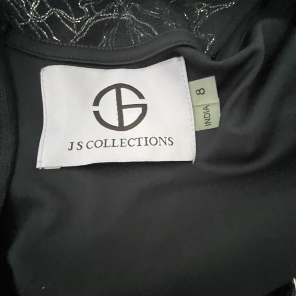 JS Collections Navy Silver Long Formal Shortsleeve Dress- Size 8- Mom of Bride - Picture 9 of 13